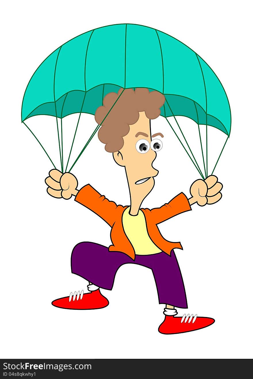 Illustration of a person parachuting. Illustration of a person parachuting