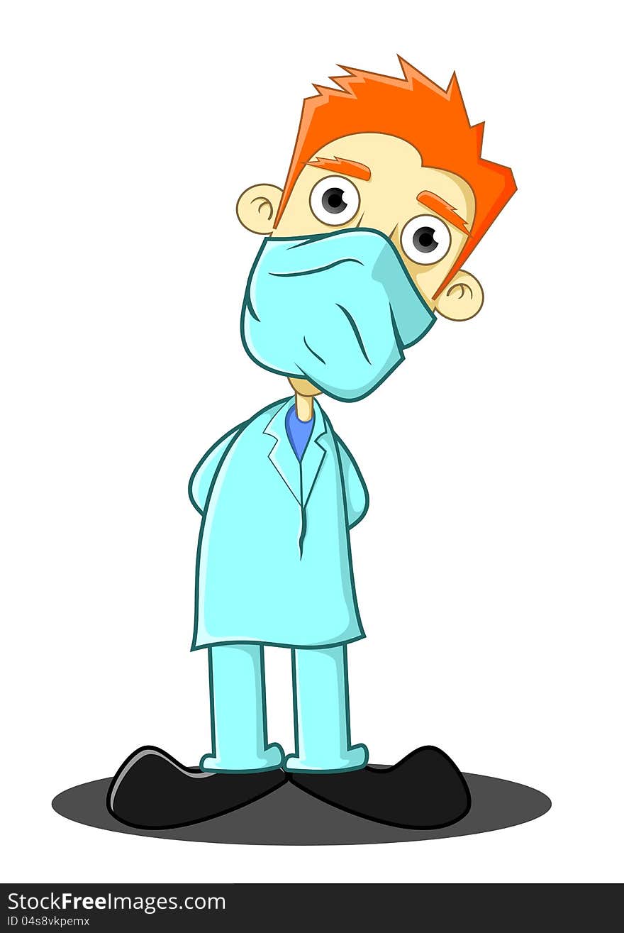 Illustration of doctor wearing a mask. Illustration of doctor wearing a mask