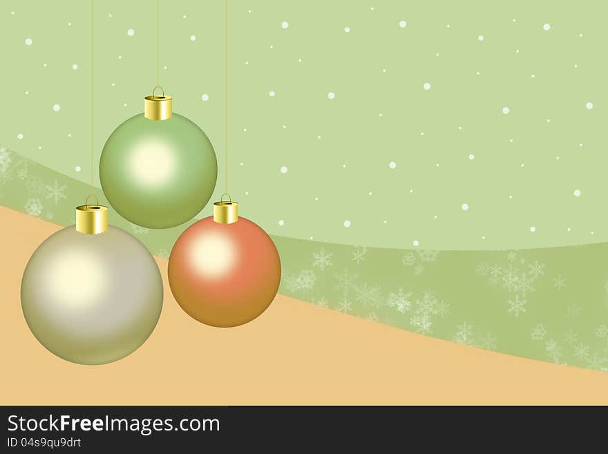 3 Christmas balls. Christmas background.