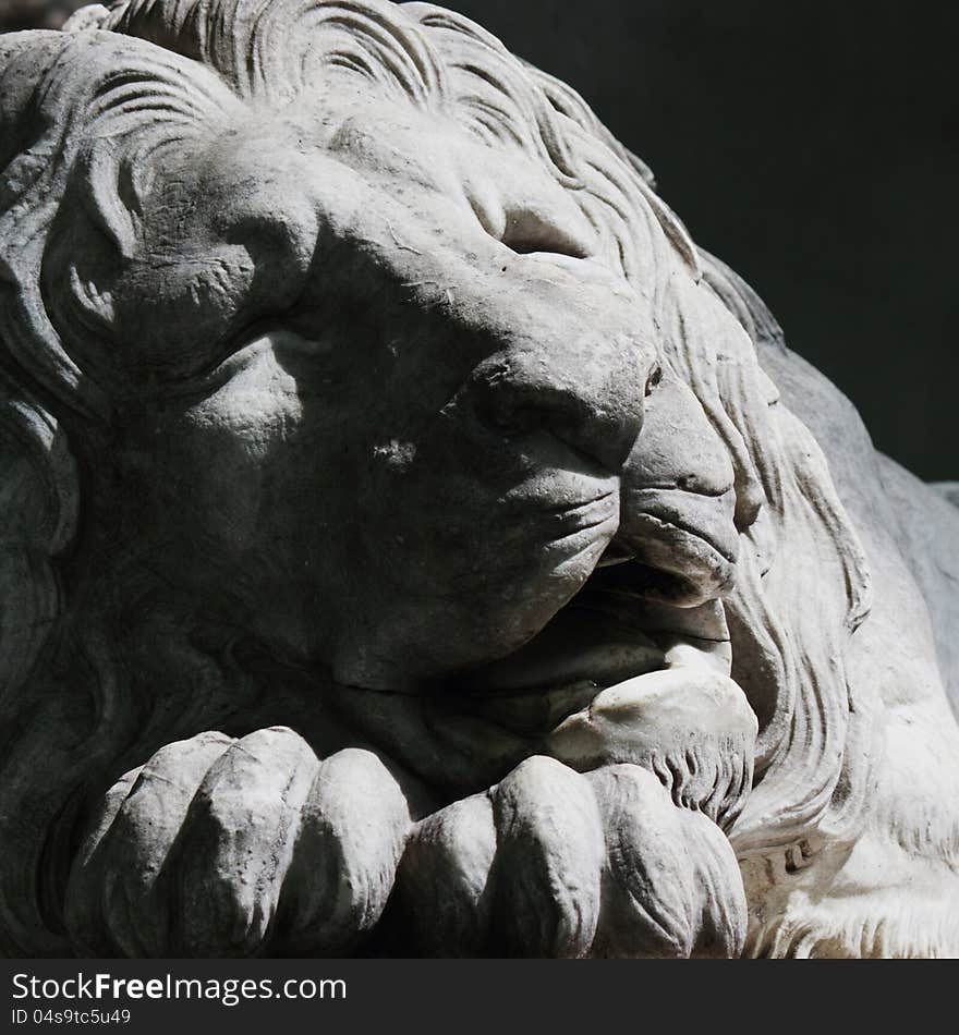 Sculpture of a lion as a symbol of strength