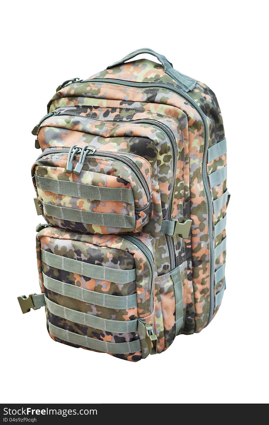 Camouflage backpack isolated