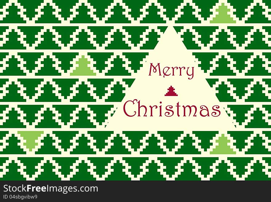 Christmas Card With Pine Pattern