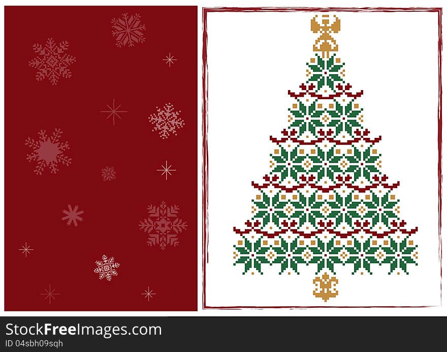 Christmas card with pine and snowflakes for you design