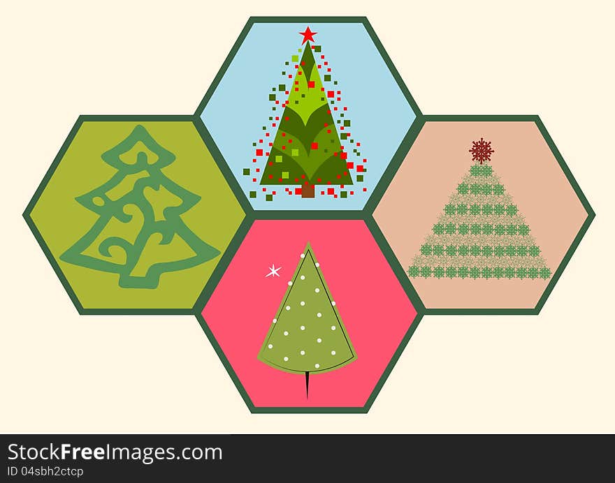 Collection of  four Christmas trees for your design. Collection of  four Christmas trees for your design