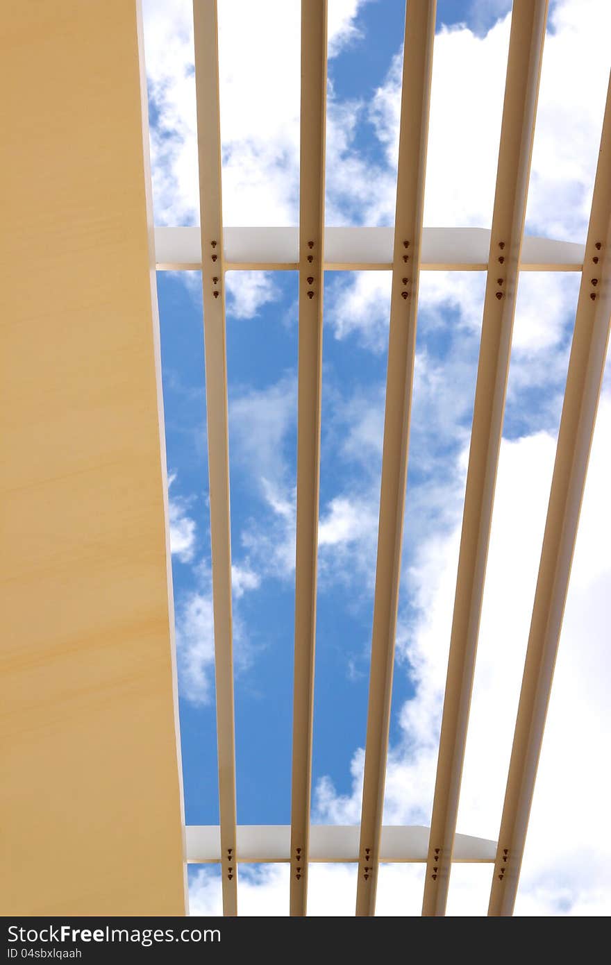 Aluminium louver or sun shade with blue sky background. Aluminium louver or sun shade with blue sky background