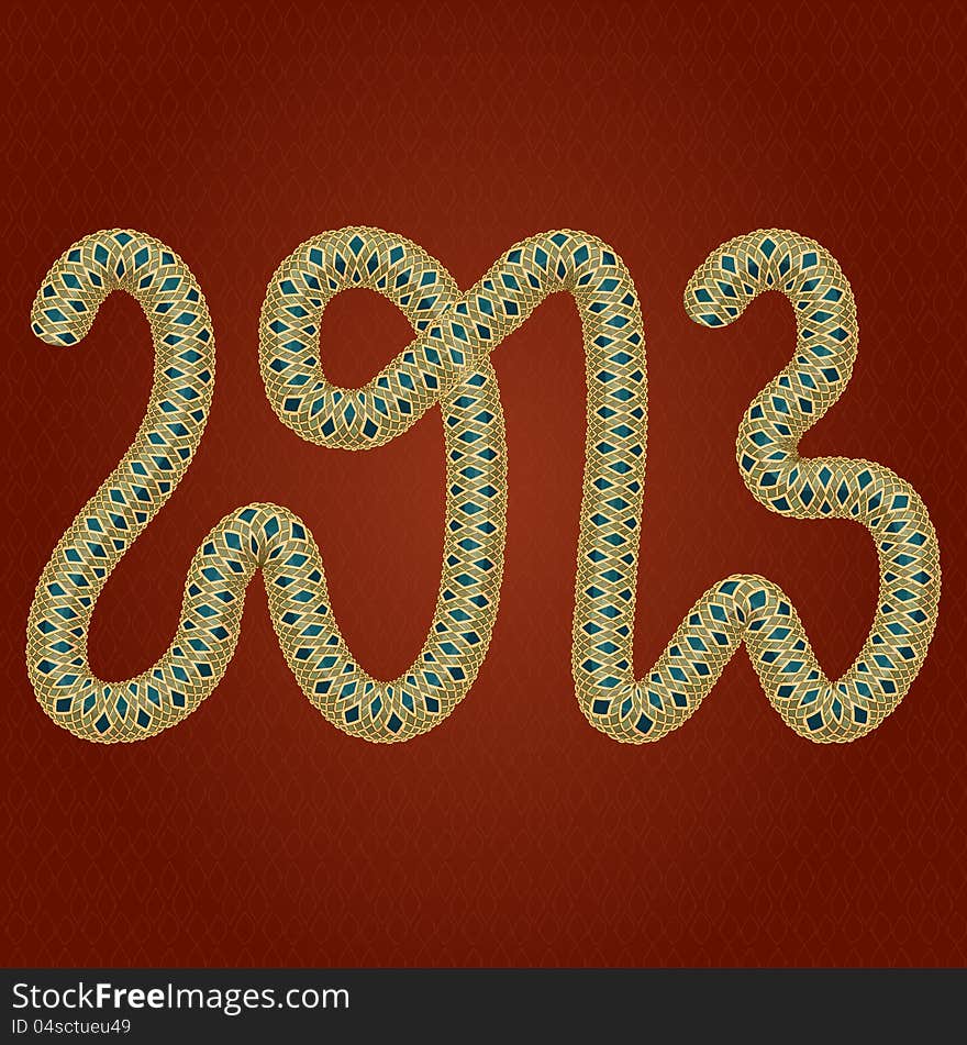 Card with lace snake. 2013 new year. Vector. Card with lace snake. 2013 new year. Vector.