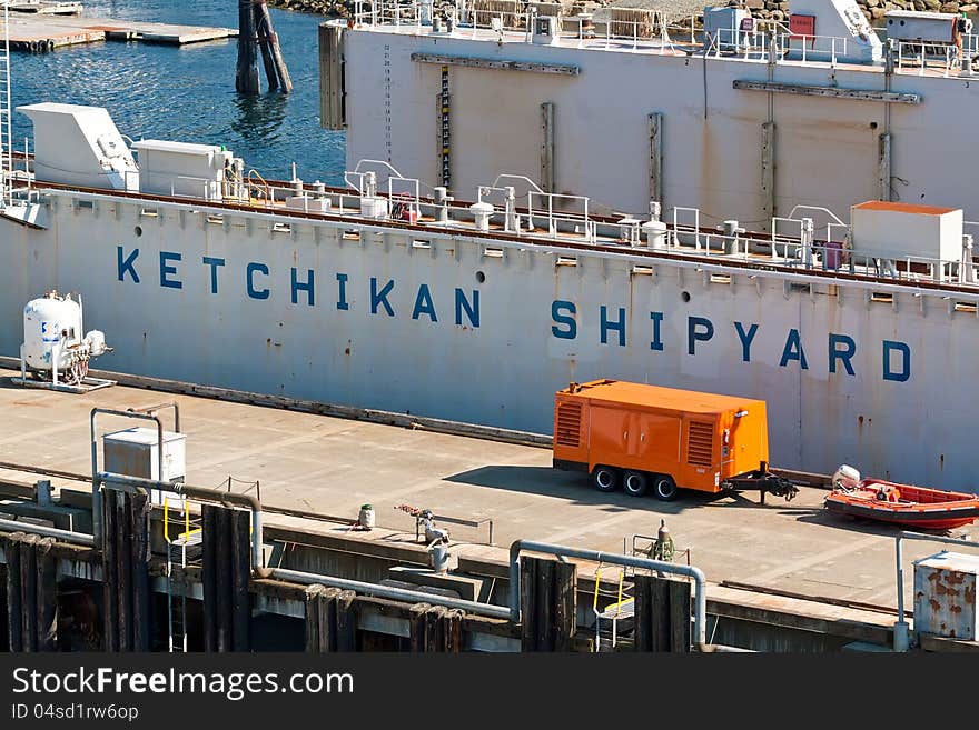 Busy commercial fishing shipyard in Ketchikan, Alaska. Busy commercial fishing shipyard in Ketchikan, Alaska