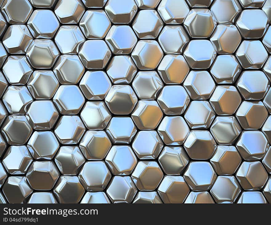 Abstract pattern of hexahedron metal pieces illustration