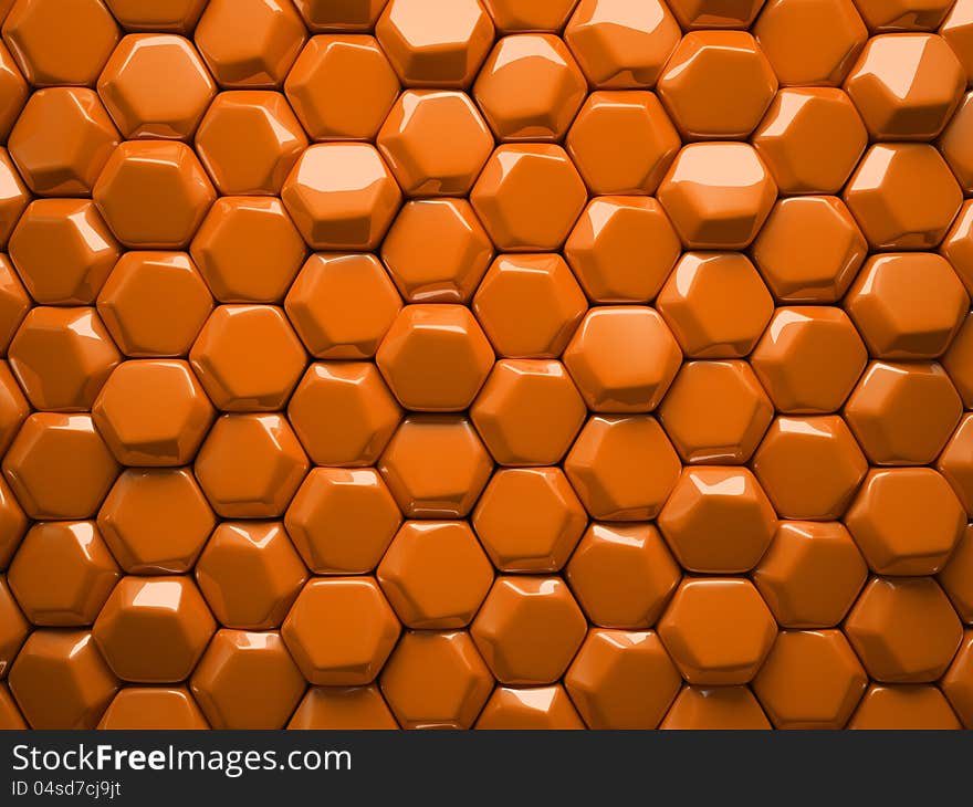 Abstract pattern of hexahedron orange pieces illustration