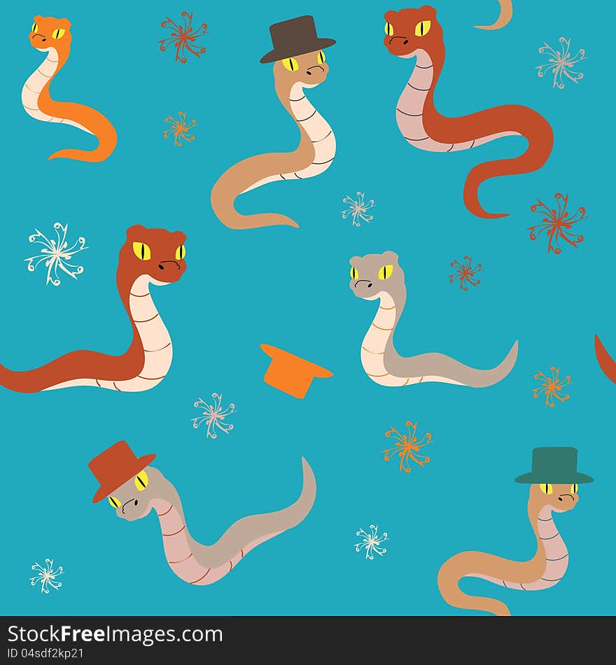 Cartoon snakes seamless background