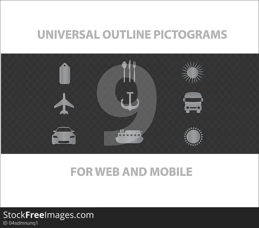 Web universal outline symbols set for web and mobile