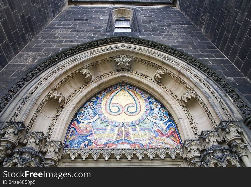 Detail of gothic portal from. Detail of gothic portal from