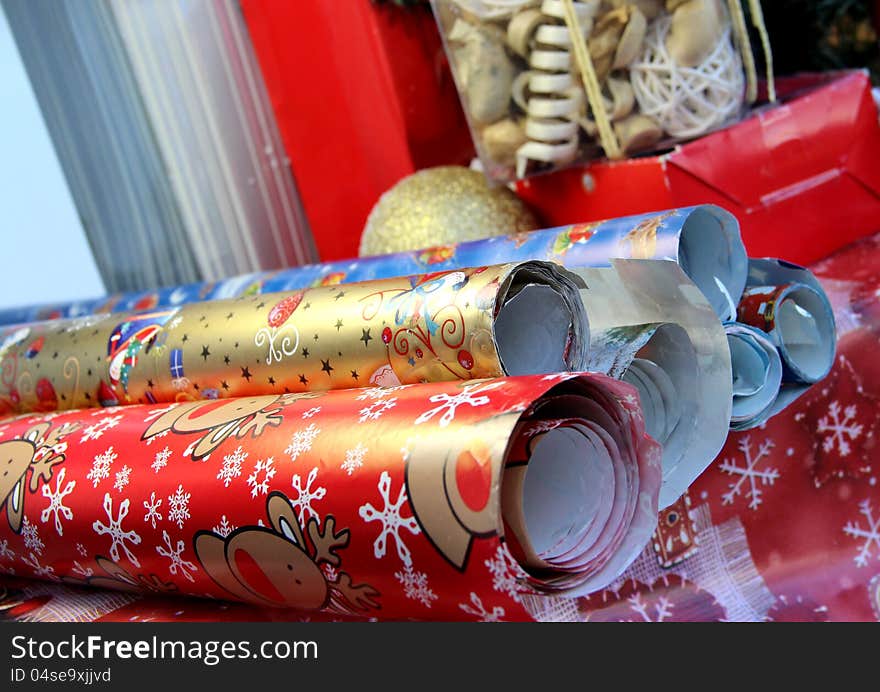 Mix of christmas wrapping paper