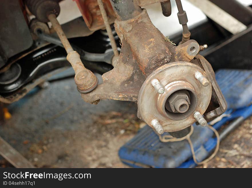 Wheel stripped down ready for new disc brake.