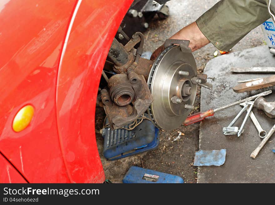 New ventilated disc brake fitted to wheel.