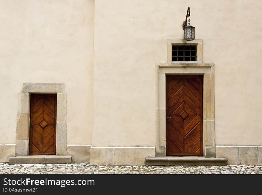 Two wooden door - Pieskowa Skala Palace.