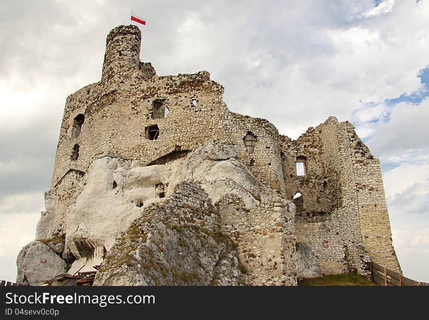 View on old castle in Mirow - Poland, Silesia. View on old castle in Mirow - Poland, Silesia.