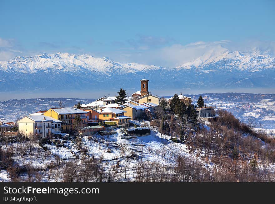 Town on the hill. Piedmont, Italy.