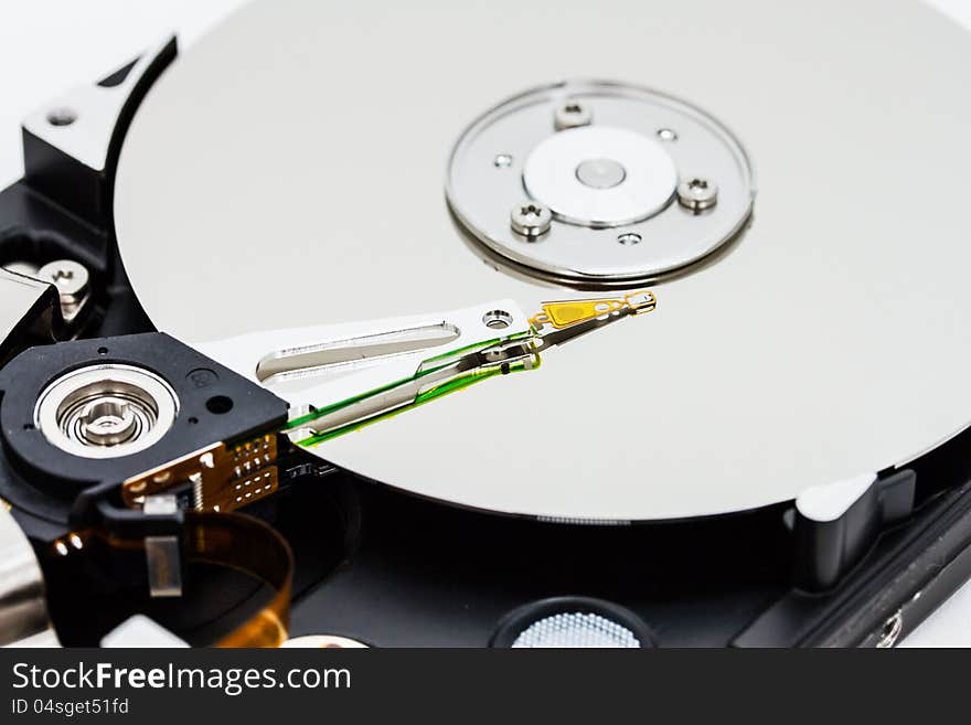 Close up of hard disk with abstract reflection. Close up of hard disk with abstract reflection