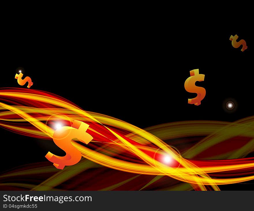 Vector background with  dollars