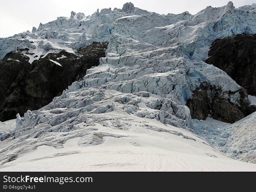 At a glaciers plateauwith view to the top