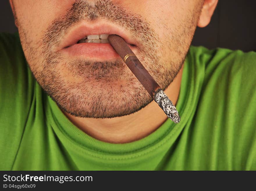 Close Up Of Man Smoking