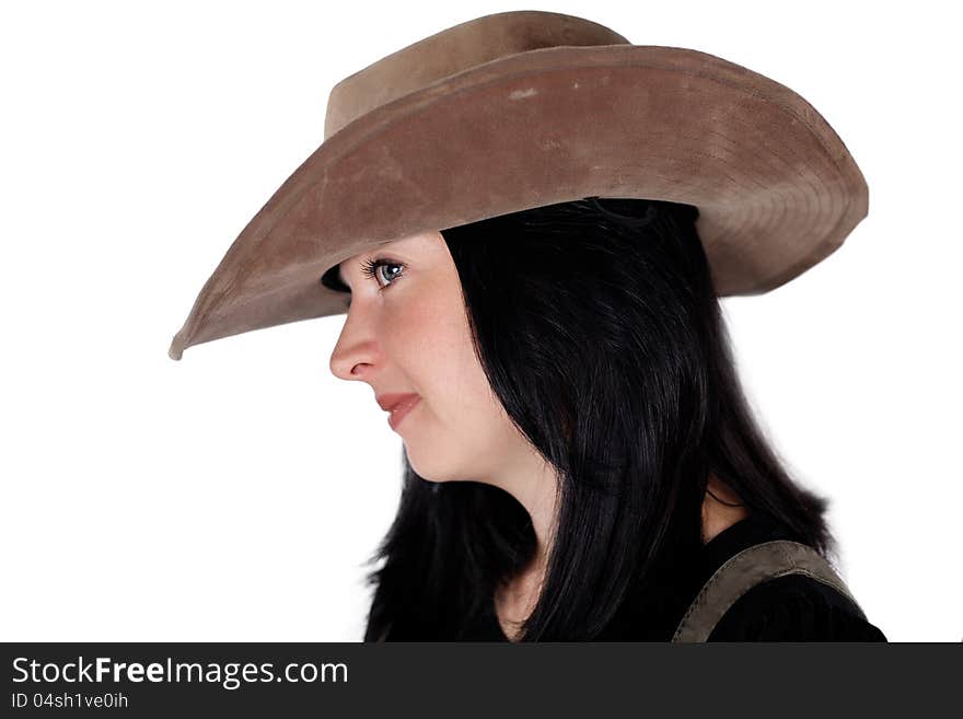 Cowboy girl  isolated on white background