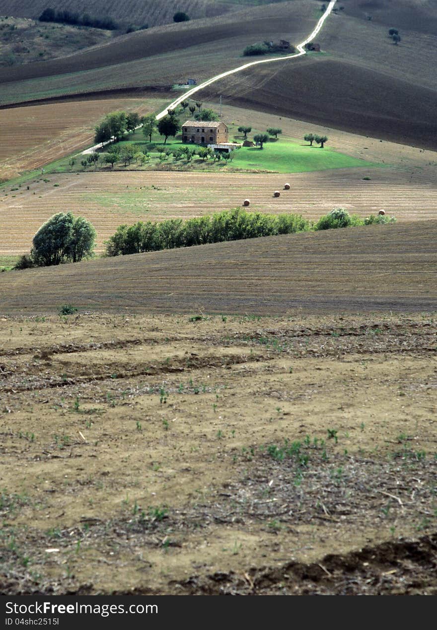 Agricultural farm in val of Recanati. Marche region, Italy. Agricultural farm in val of Recanati. Marche region, Italy