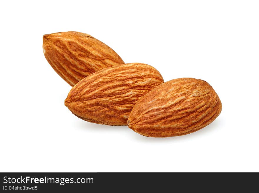 Group of almond isolated on white background. Group of almond isolated on white background