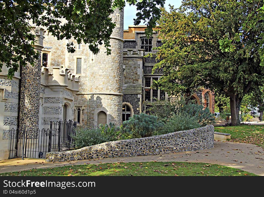 Photo of whitstable castle view through trees located in kent uk.