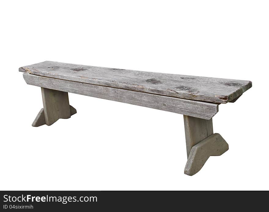 Simple wooden bench isolated.