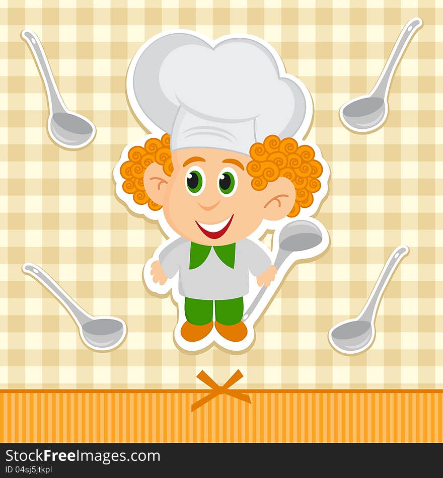 Cheerful little cook vector illustration