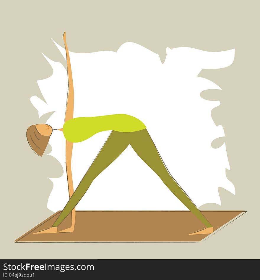 Stylized Yoga Triangle Pose.