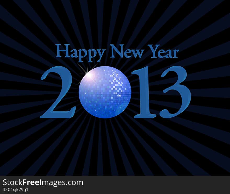 Happy new year with disco ball background, vector illustration