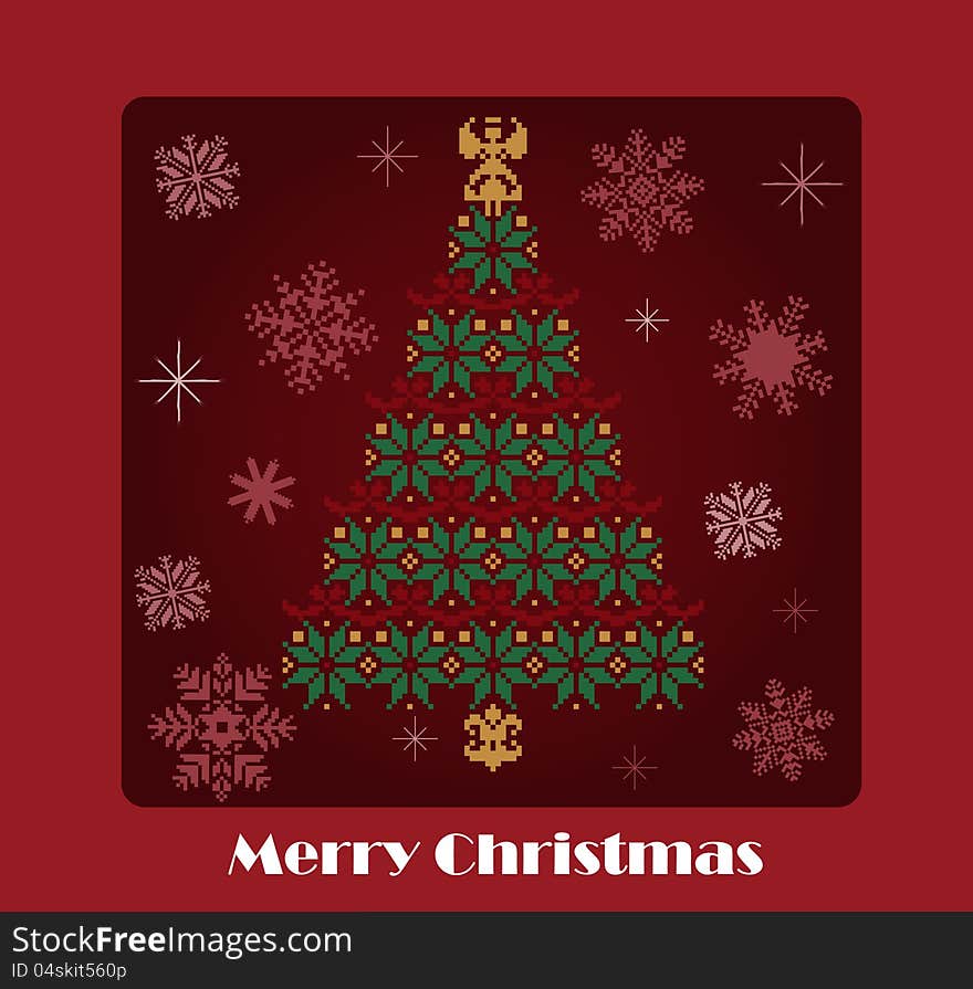 Christmas tree vector card