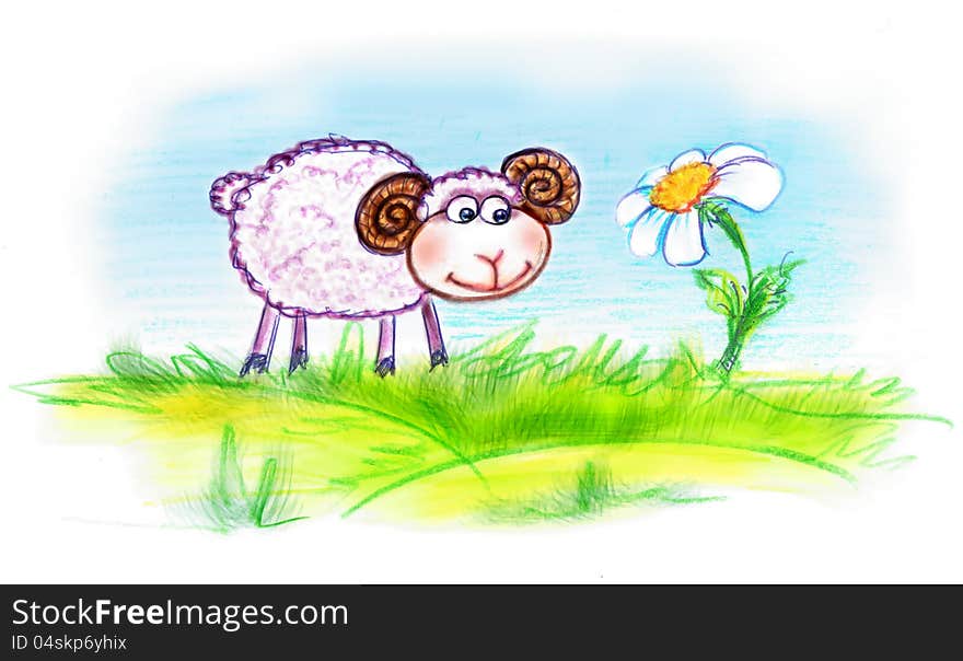 Lamb and flower