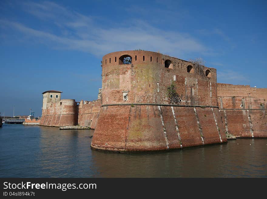 View of Livorno castle in Italy