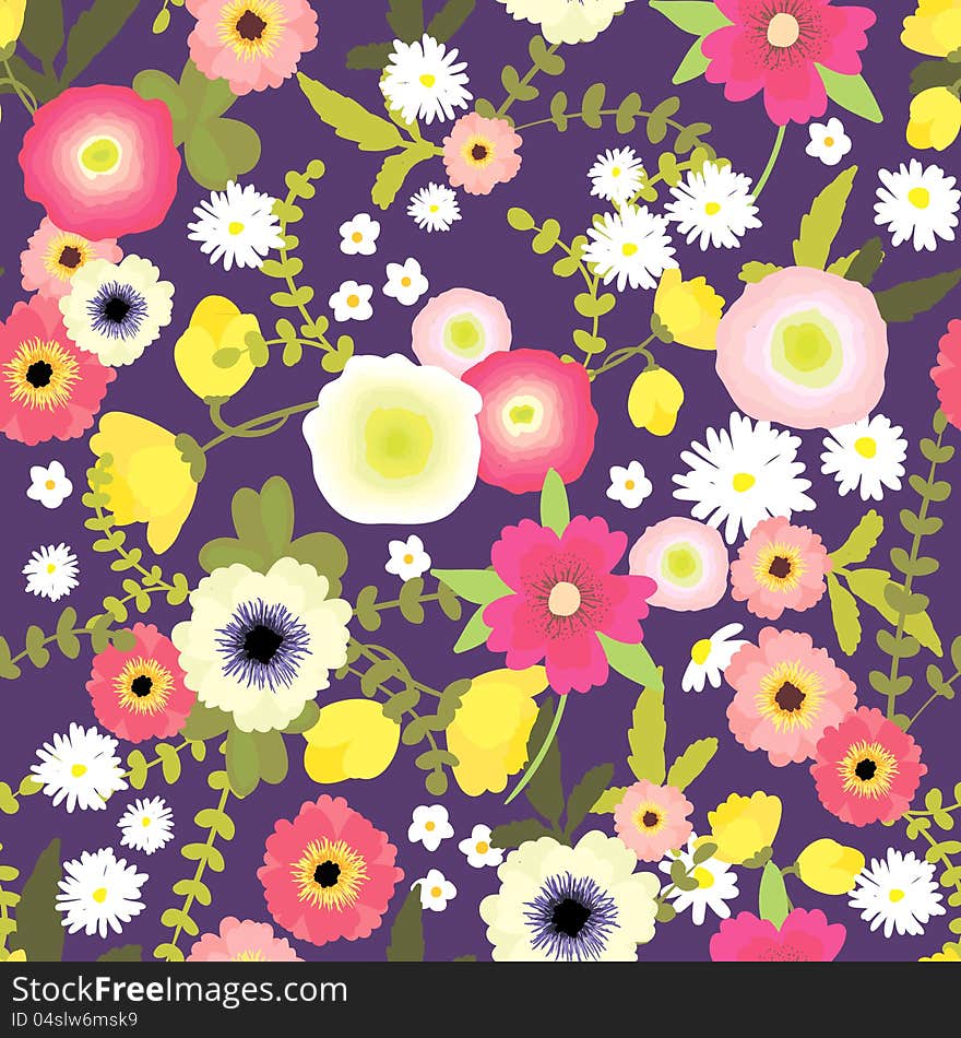 Vector seamless background with flowers. Vector seamless background with flowers