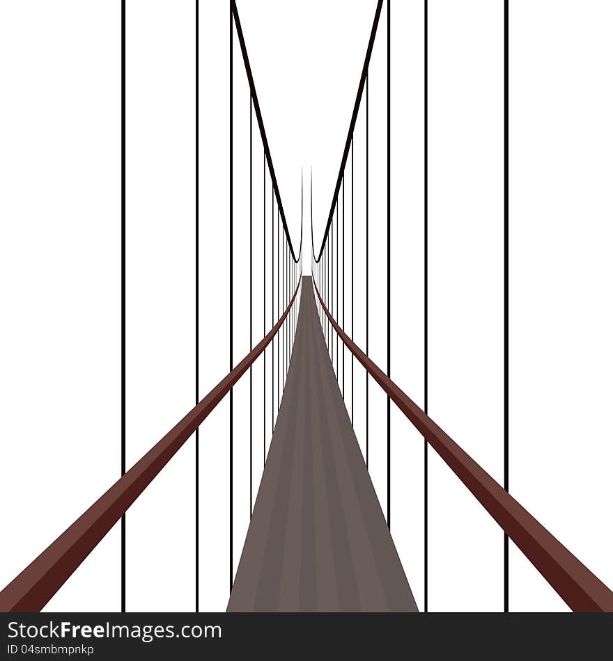 Suspension Bridge on the ropes. The illustration on a white background.