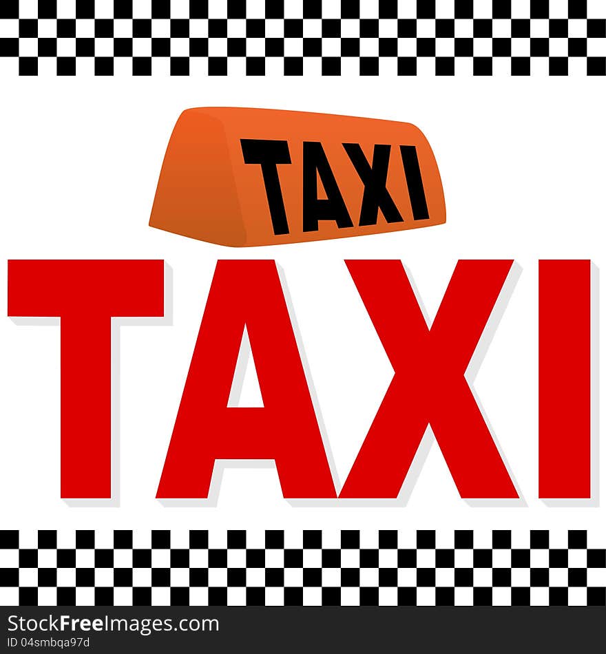 Icon and the word taxi. Illustration on white background.