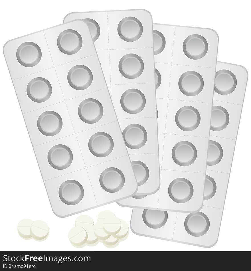 The tablets in the package. The illustration on a white background.