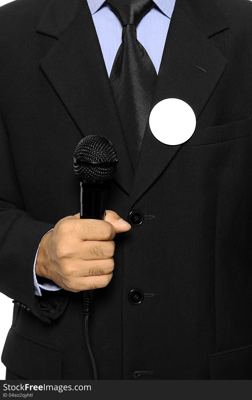 Man Hold Microphone For Election Day Concept