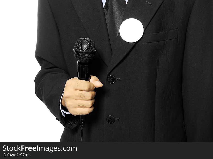 Man Hold Microphone For Election Day Concept