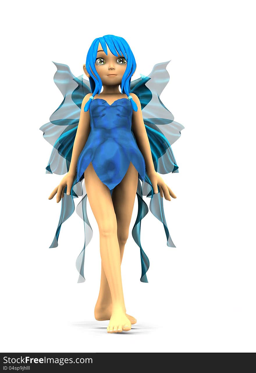 3d render of cute cartoon fairy on white background.