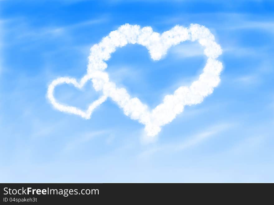 Image of hearts in the blue sky against a background of white clouds. Image of hearts in the blue sky against a background of white clouds.