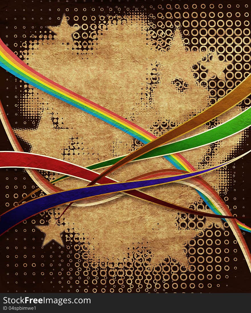 Illustration of retro grunge background with colorful lines. Illustration of retro grunge background with colorful lines.