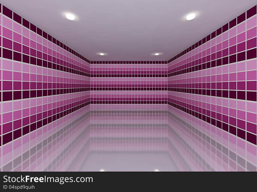 Empty room with color pink tone tile wall. Empty room with color pink tone tile wall