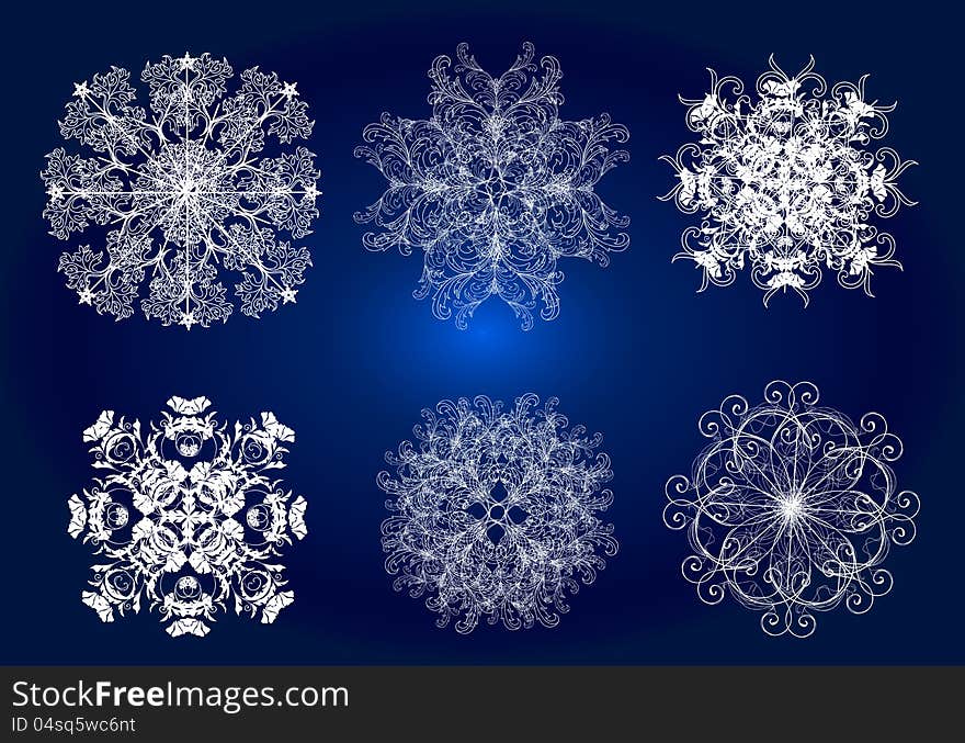 Collection Of  Christmas Vector Snowflakes