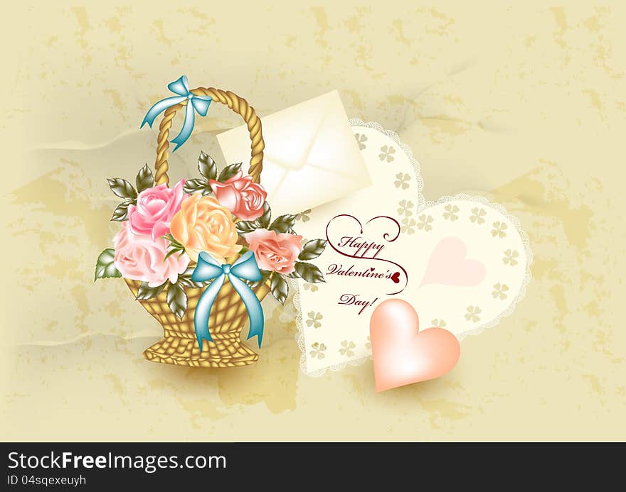 Greeting valentine card in vintage style