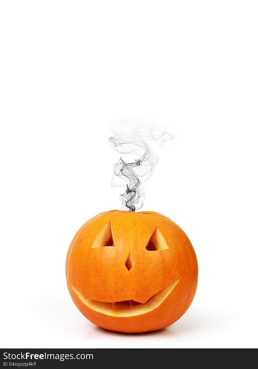 Halloween pumpkin with smoke